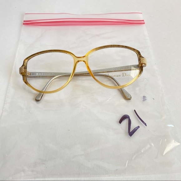 Vintage Christian Dior Eyeglasses Frames Retro 60s 70s Amber Yellow Glasses Demo - Picture 11 of 11